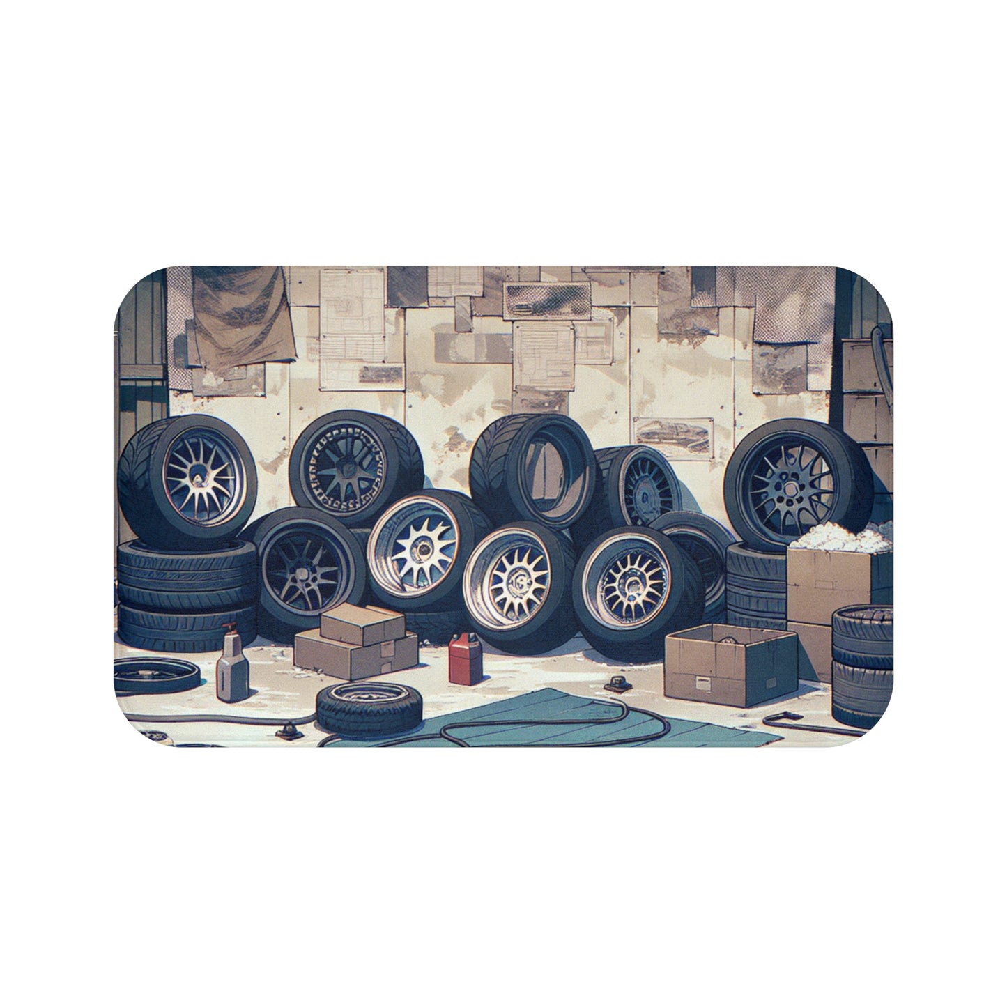 Automotive Garage Bath Mat - Tire Design