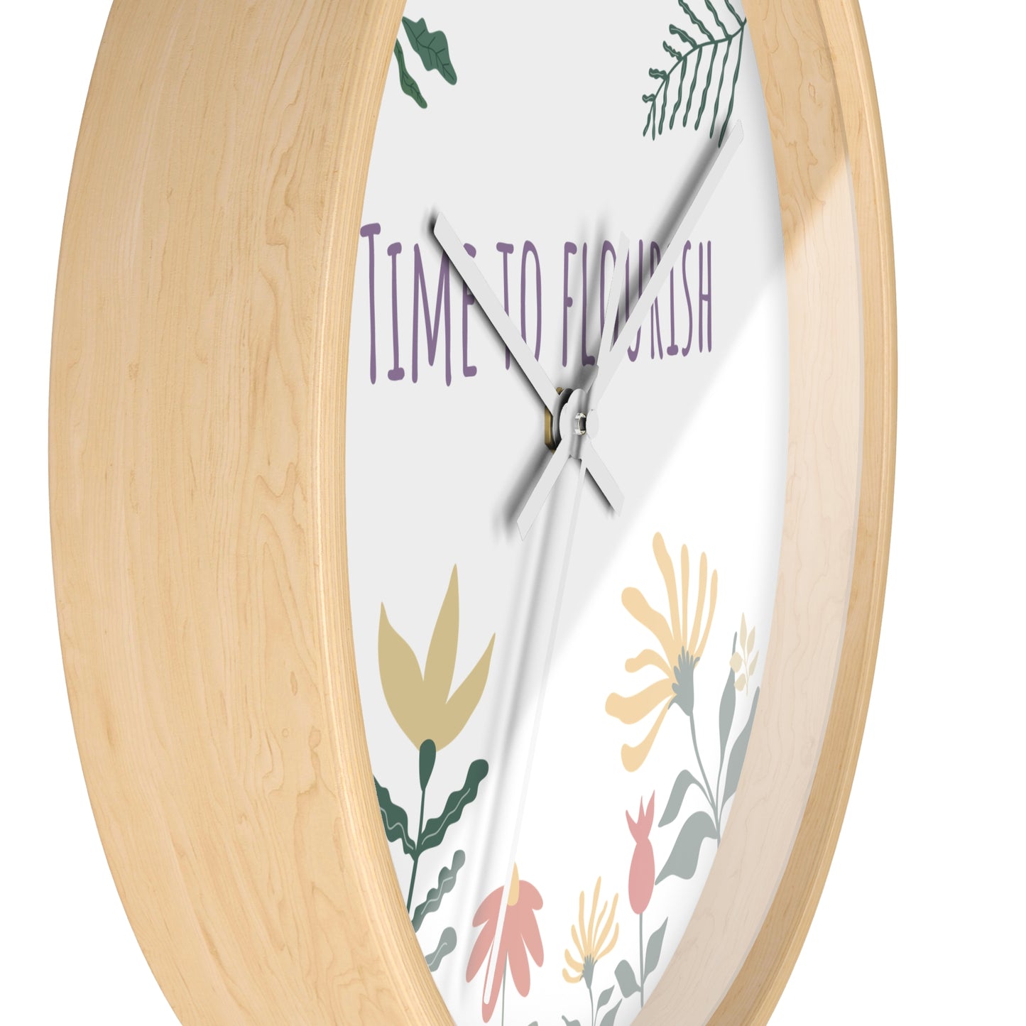 Floral Bloom Wall Clock - "Time to Flourish" Decor for Home & Office