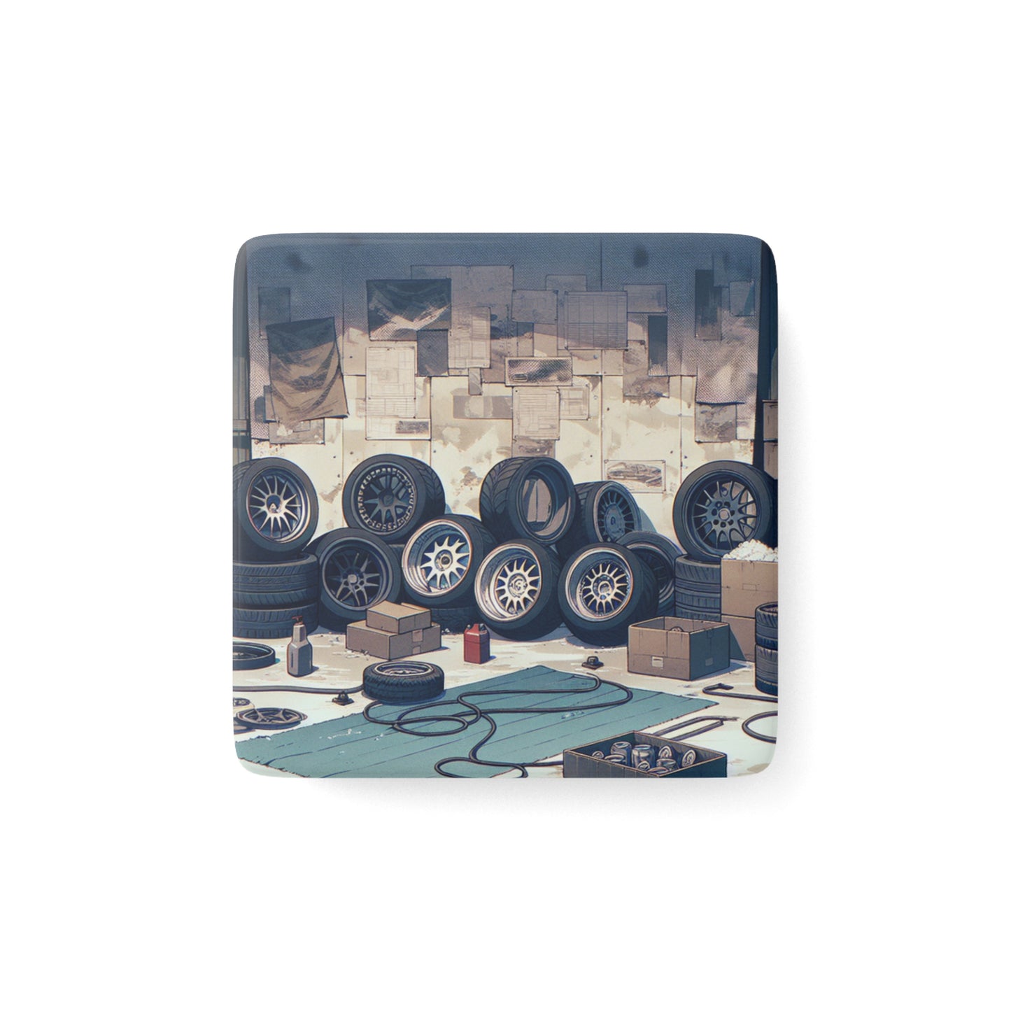 Automotive Art Square Porcelain Magnet - Perfect Gift for Car Enthusiasts