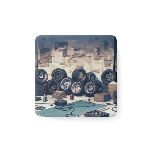 Automotive Art Square Porcelain Magnet - Perfect Gift for Car Enthusiasts