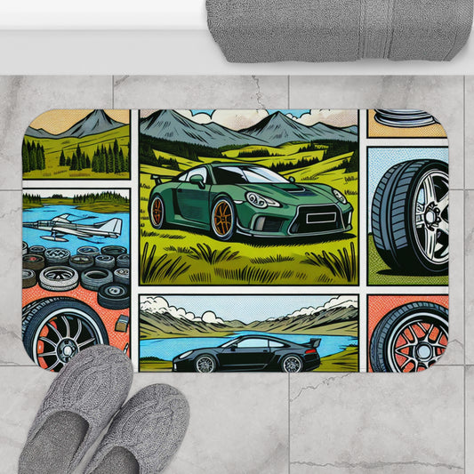 Racing-Themed Bath Mat | Car Lovers' Decor for Home and Garage