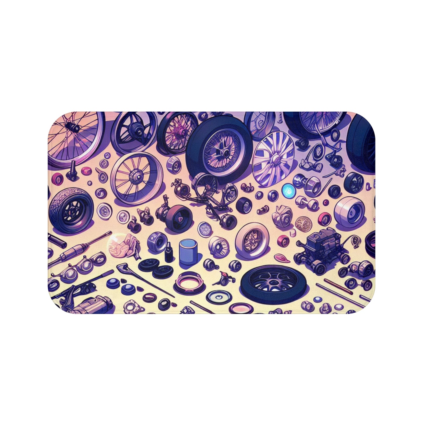 Automotive Parts Bath Mat - Vibrant Car Enthusiast Decor