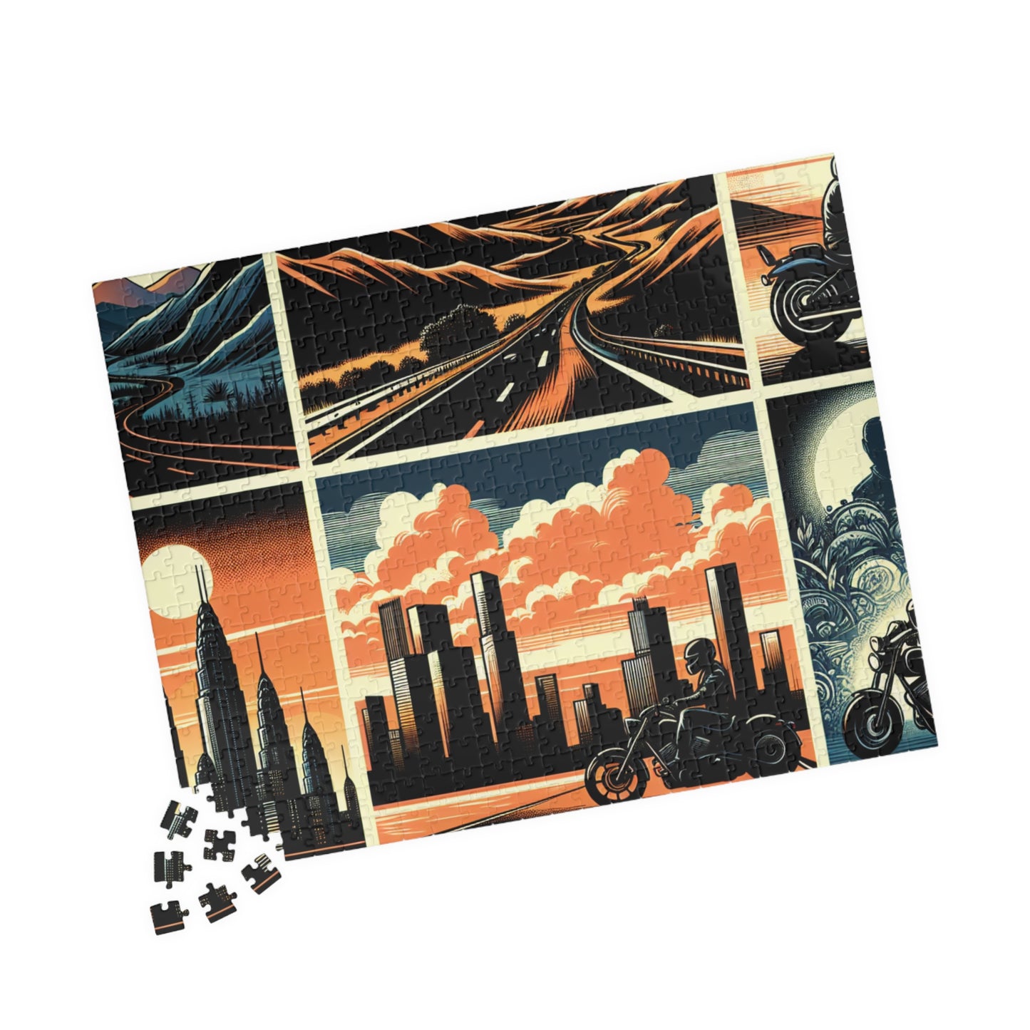 Retro Bike Puzzle (110, 252, 520-piece) - Scenic Motorcycle Journey