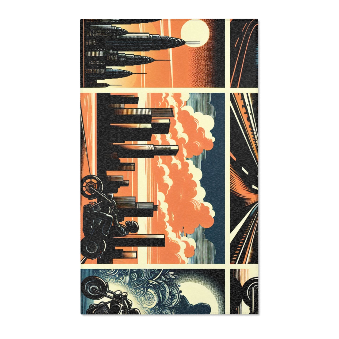 Retro Bike Area Rug - Motorcycle Design
