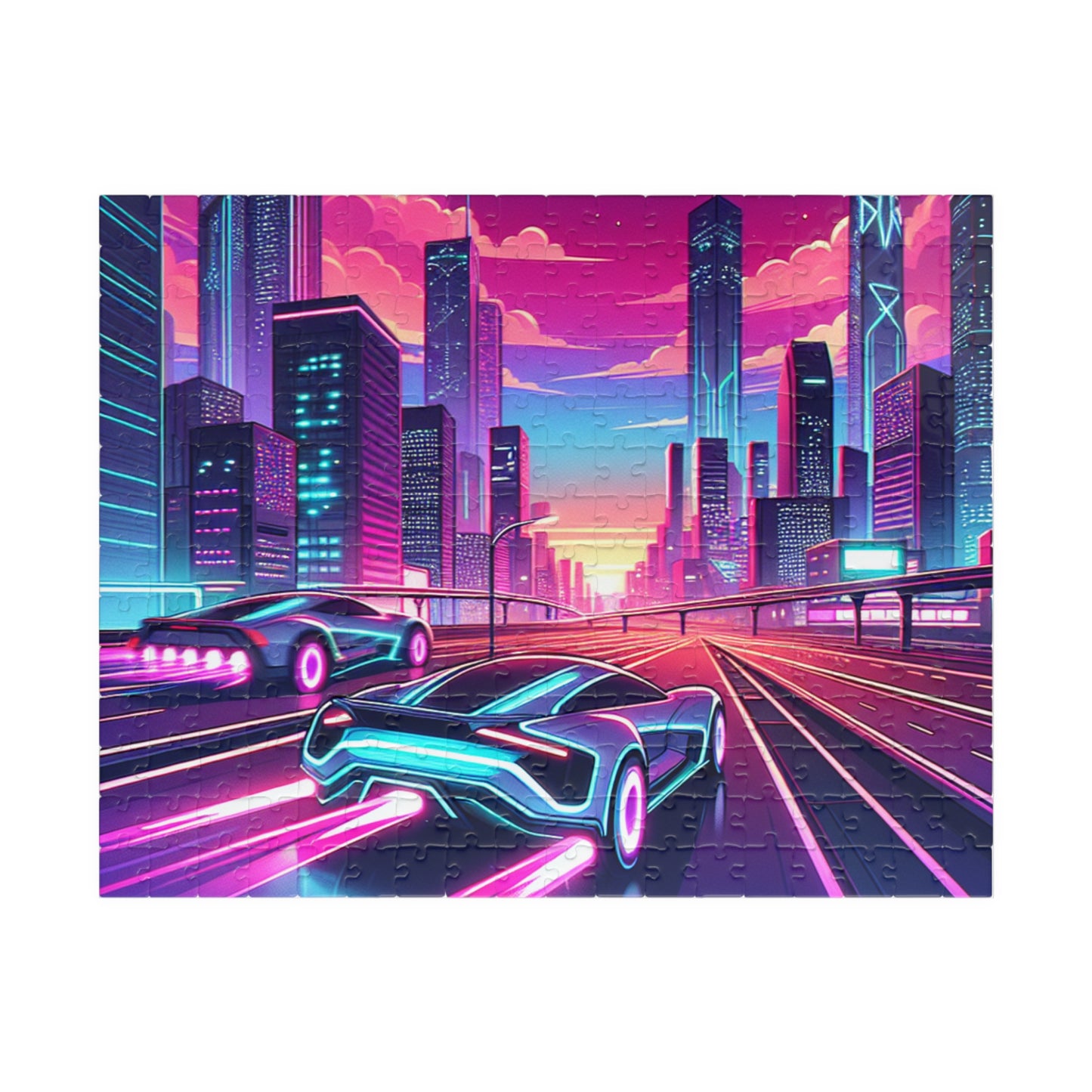 Neon Cityscape Puzzle -  Jigsaw for Car Lovers