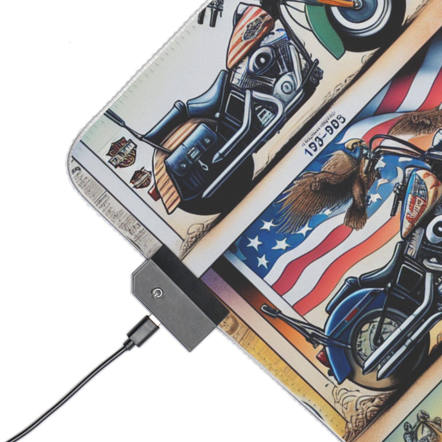 LED Gaming Mouse Pad - Motorcycle Theme with Colorful Backlight for Gamers