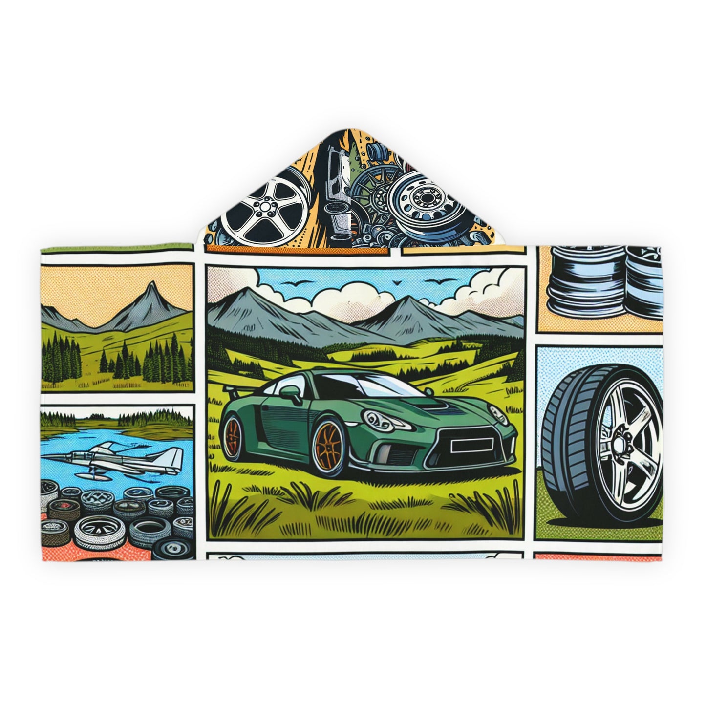 Racing-Themed Youth Hooded Towel for Car Lovers