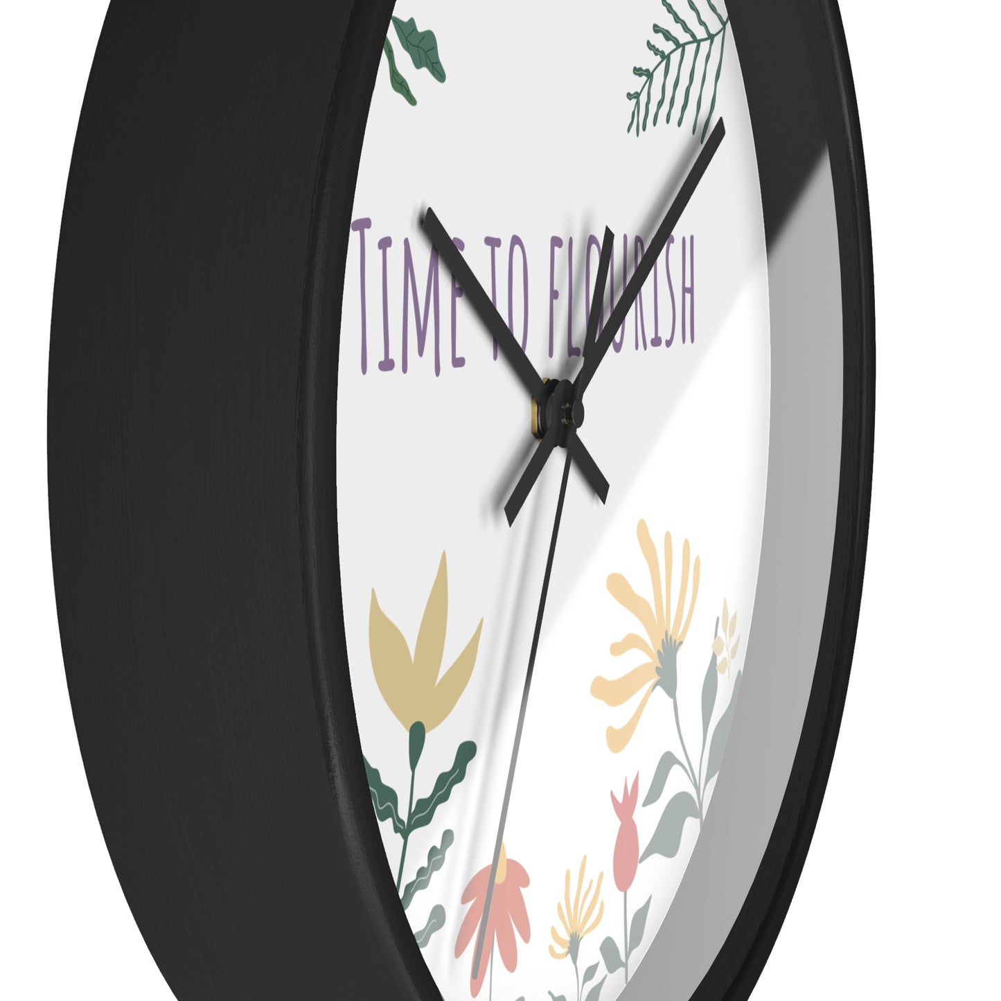 Floral Bloom Wall Clock - "Time to Flourish" Decor for Home & Office