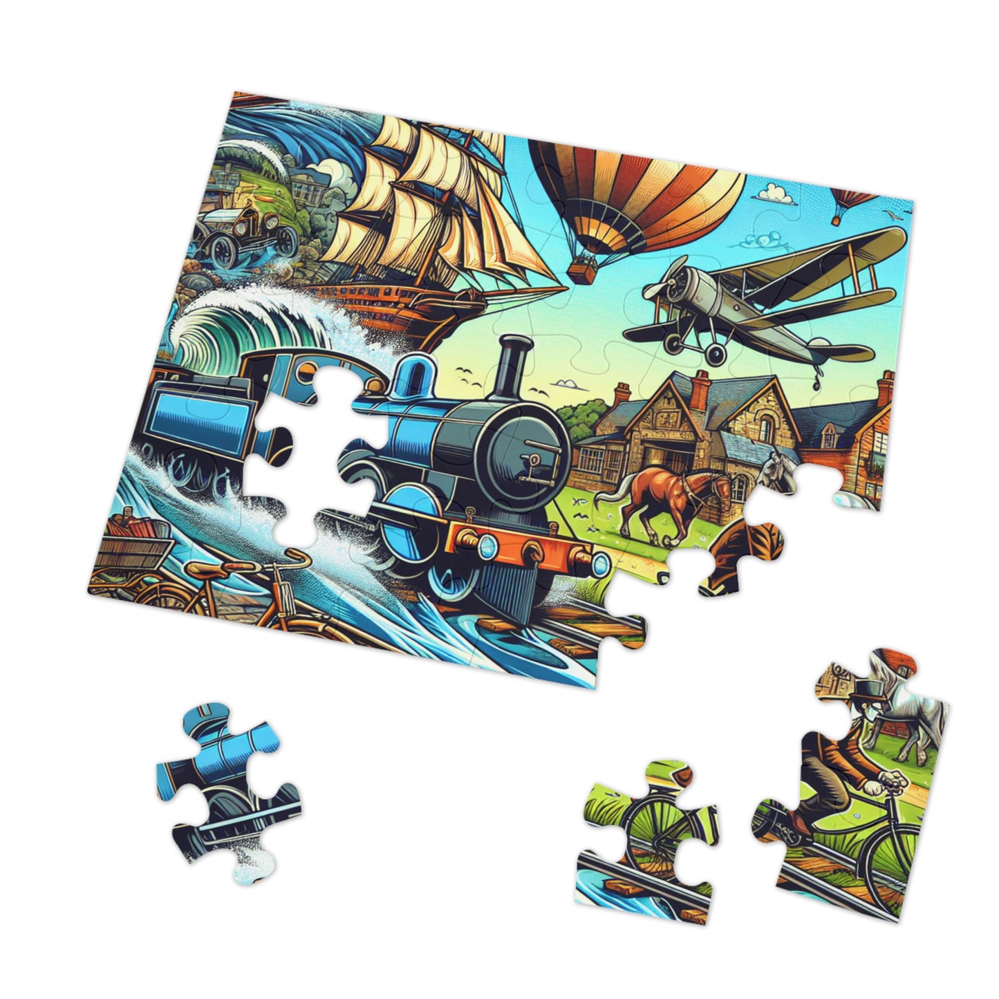 Vintage Train Adventure Jigsaw Puzzle with Collector's Tin