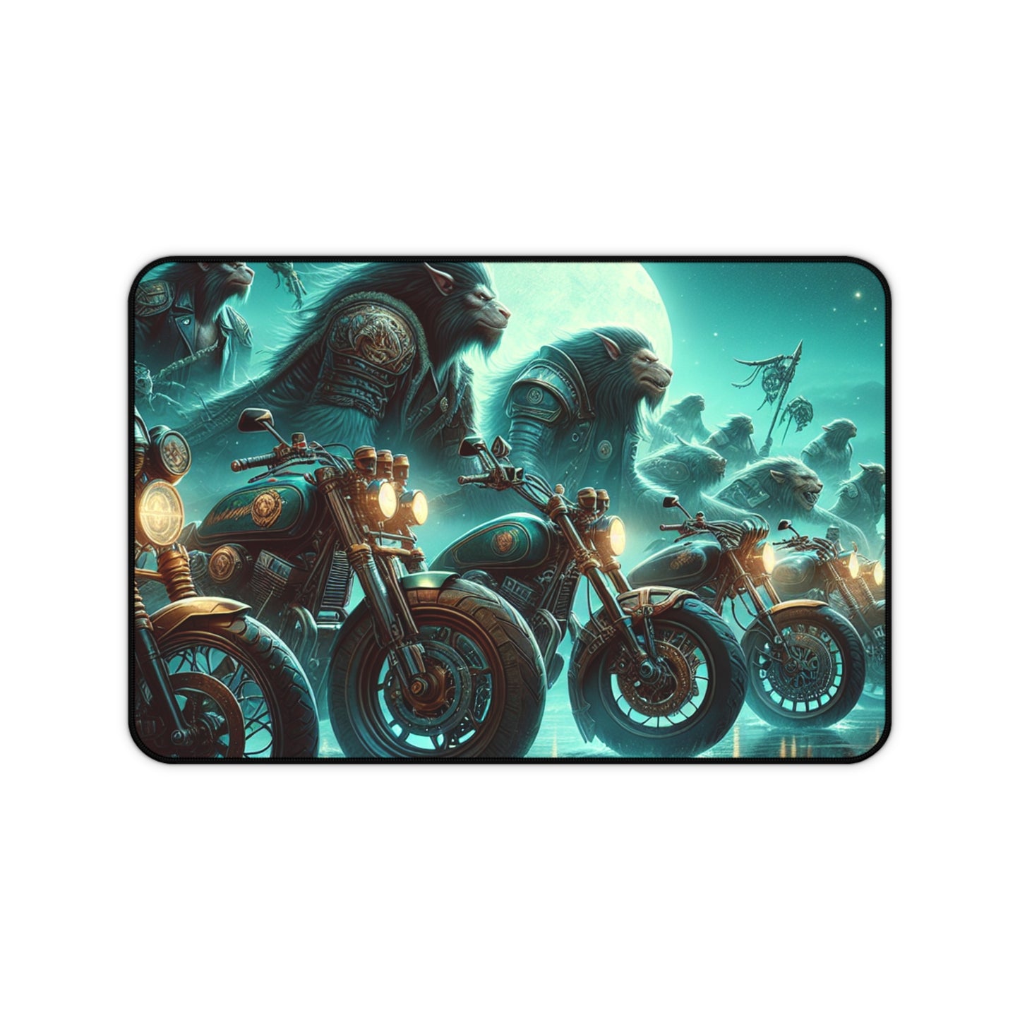 Motorcycle Lion Desk Mat - Unique Gaming & Office Decor