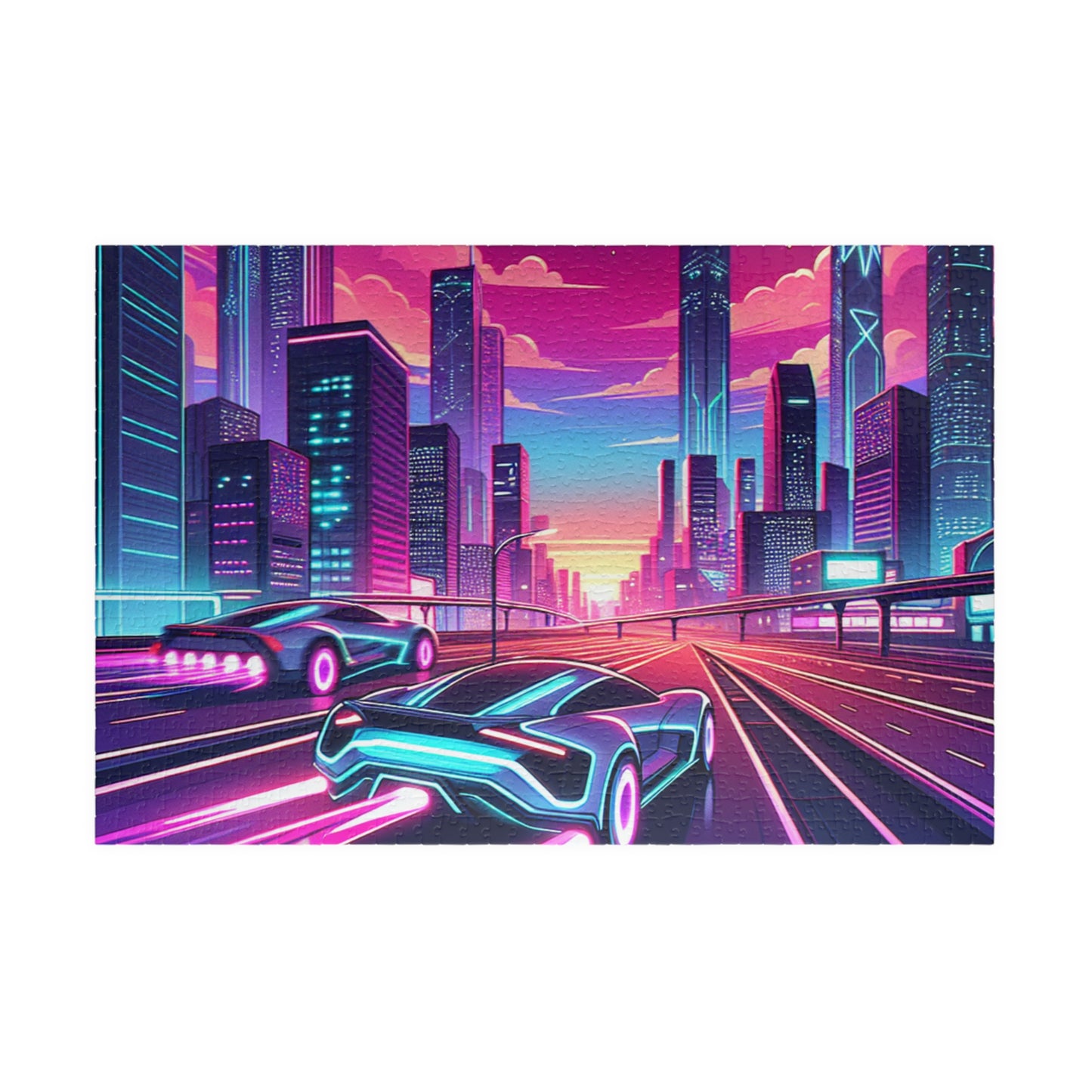 Neon Cityscape Puzzle -  Jigsaw for Car Lovers