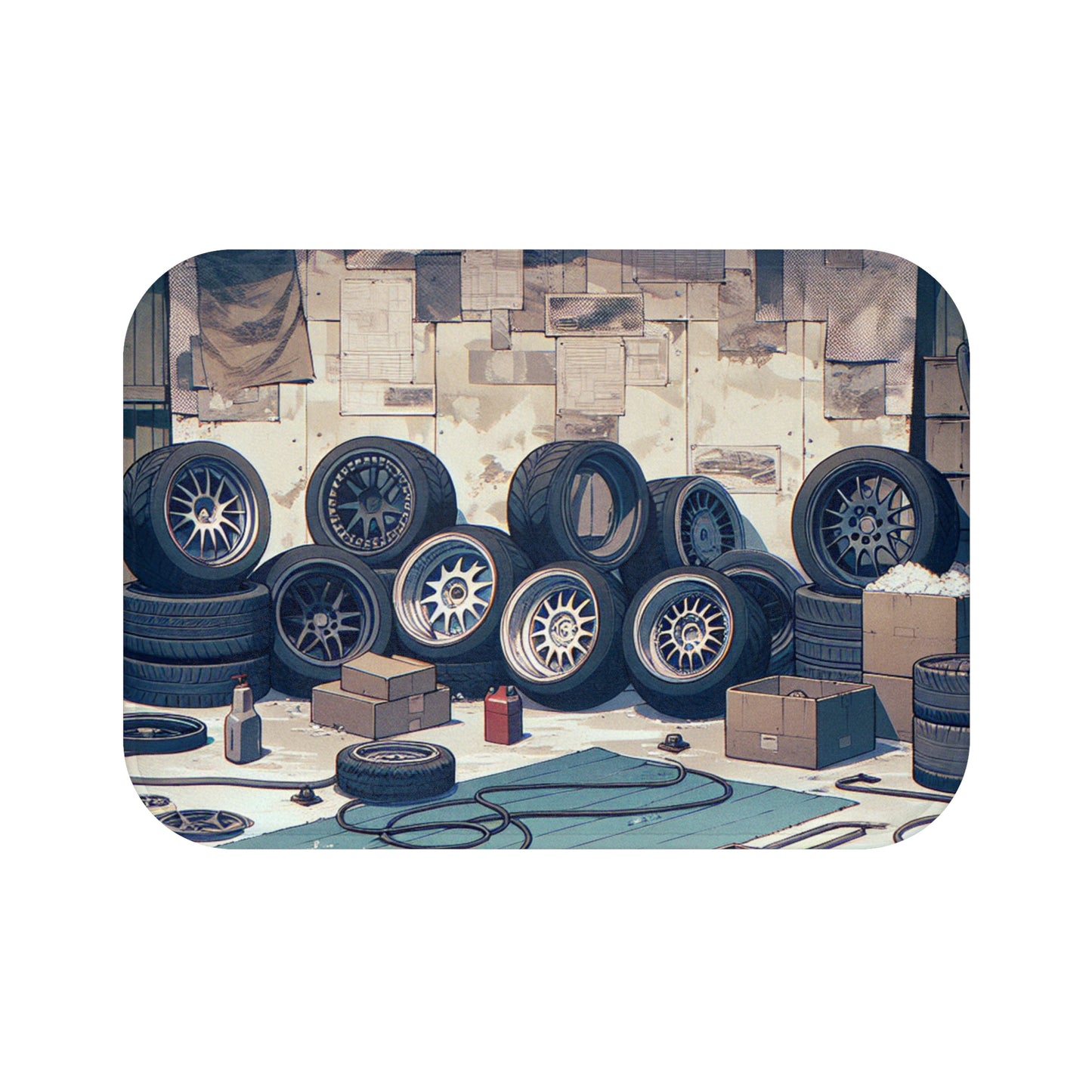 Automotive Garage Bath Mat - Tire Design