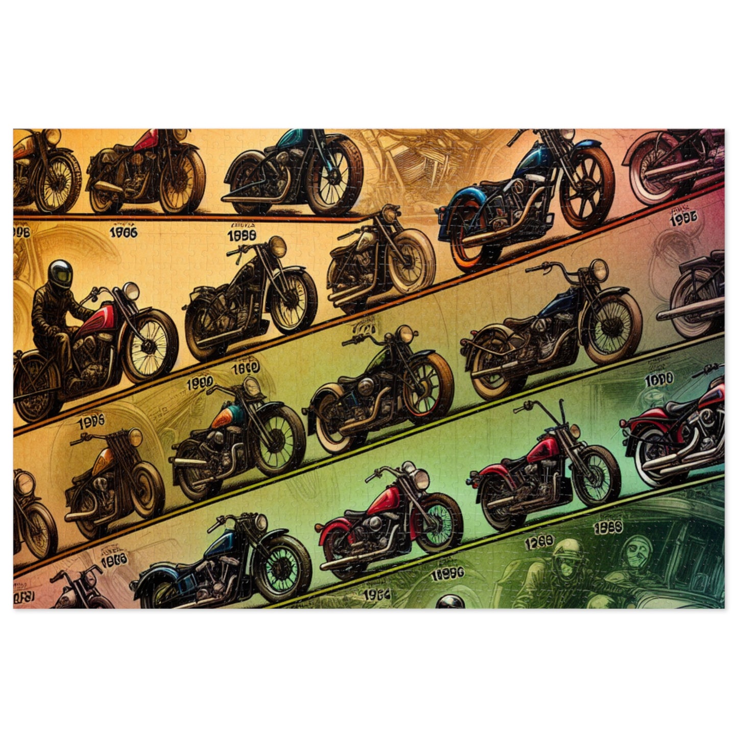 Motorcycle History Jigsaw Puzzle with Collector's Tin - Perfect Gift for Bikers and Puzzle Lovers