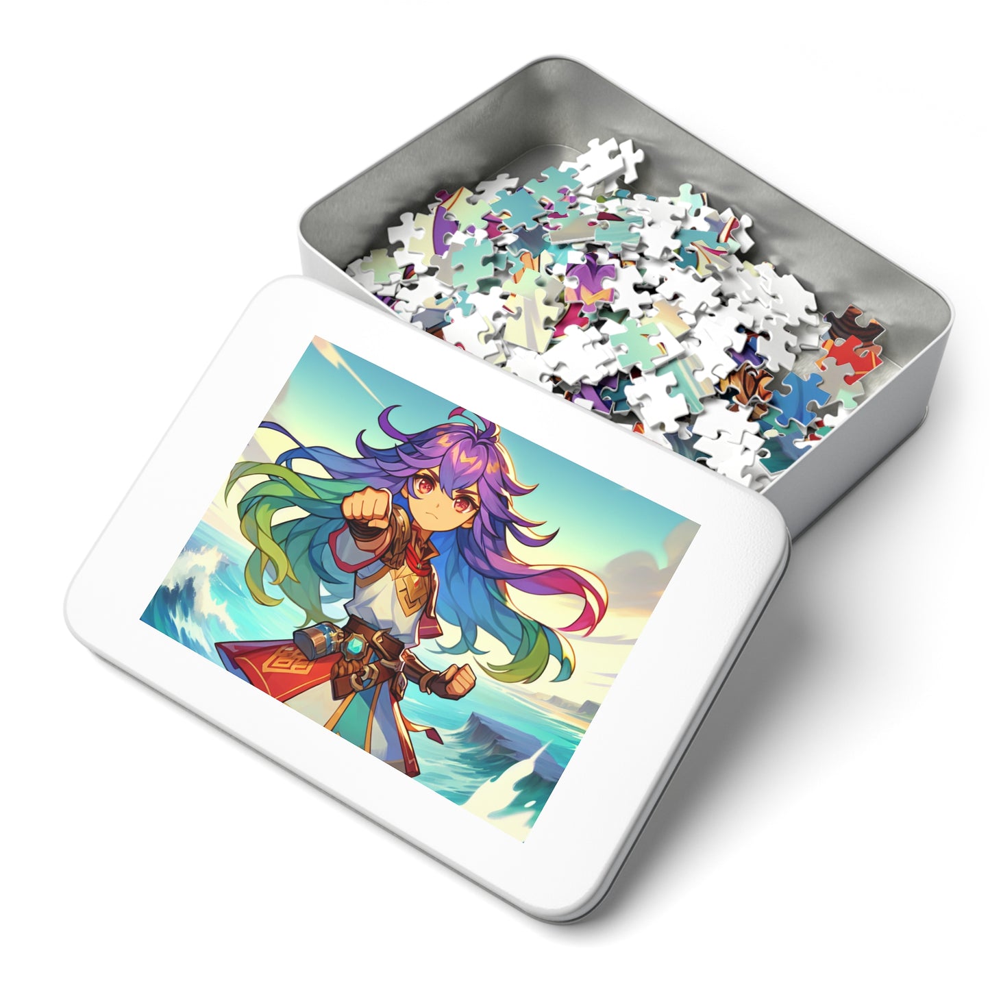 Gamer Girl Adventure-Themed Jigsaw Puzzle with Tin - Colorful Hero Design
