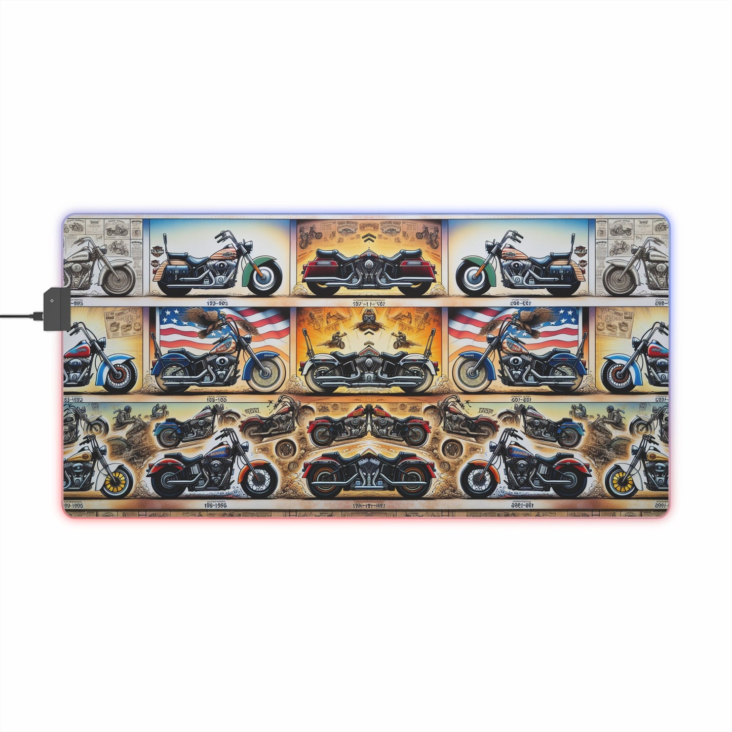 LED Gaming Mouse Pad - Motorcycle Theme with Colorful Backlight for Gamers