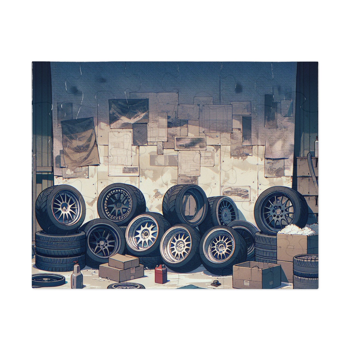 Automotive Garage Jigsaw Puzzle with Tin – Perfect Gift for Car Enthusiasts